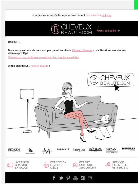 Cheveux Beauté : Message d'activation d’inscription.