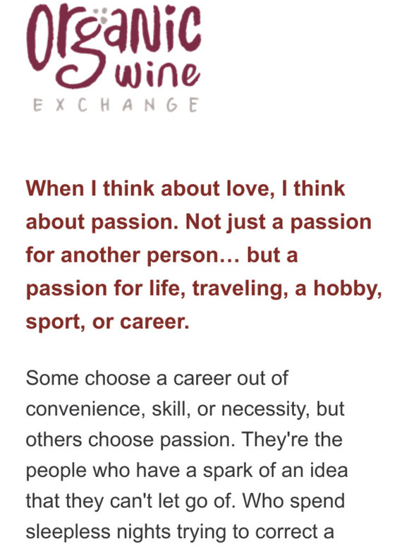 If wine is love, and love is passion... then passion is wine!