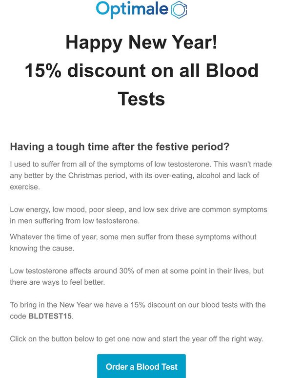 New Year 15% Discount - get your blood test now!