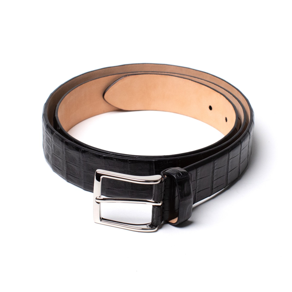 Simonnot Godard Black Nubuck Crocodile Belt