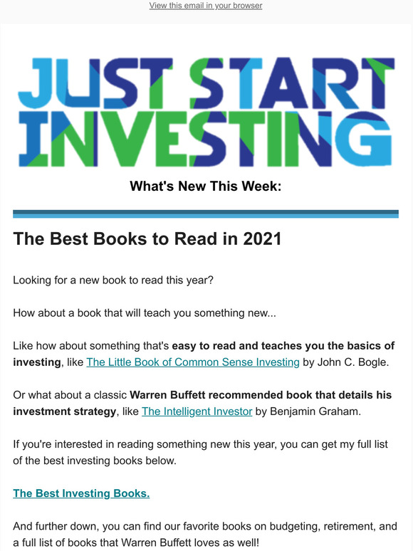 Just Start Investing The Best Books To Read In 2021 Milled