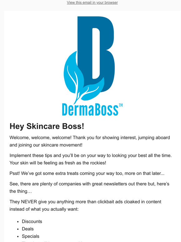 FREE DermaBoss Complete Skincare Guide + Discount Code.