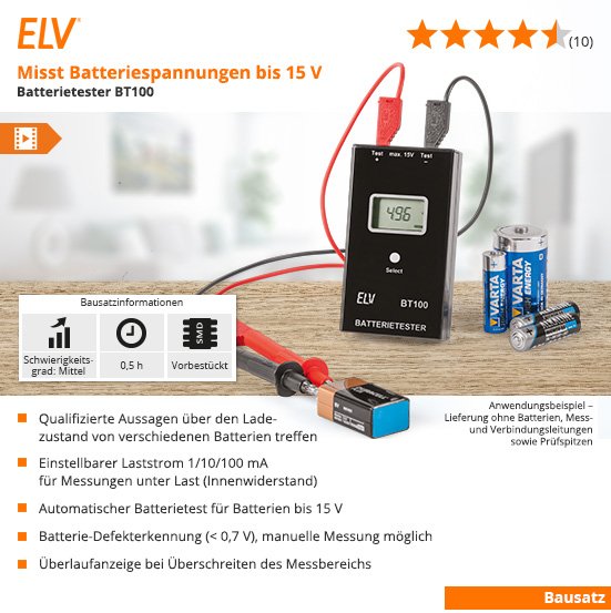 ELV Bausatz Batterietester, Bausätze