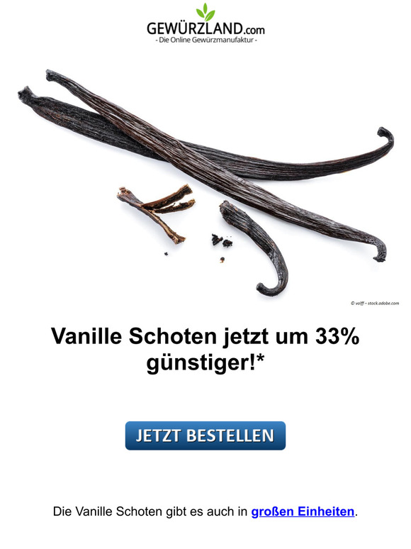 Vanille Schoten jetzt um -33% günstiger*