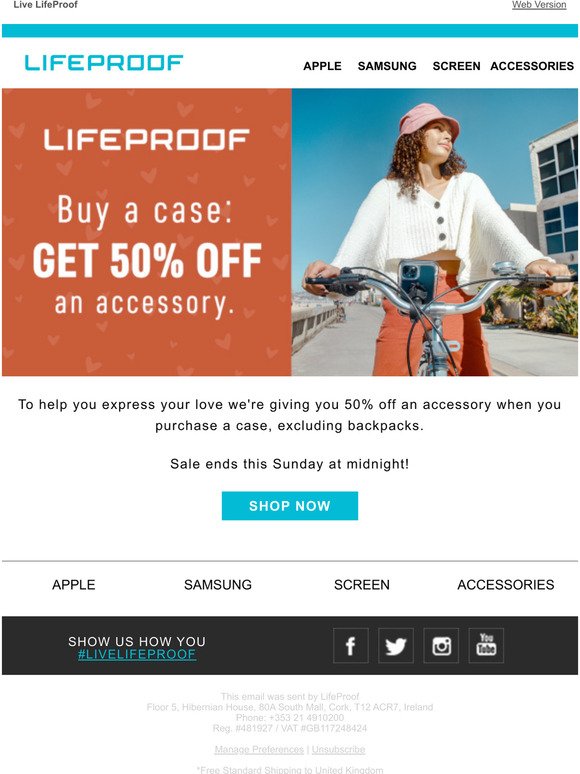 50% off an accessory when you purchase a case
