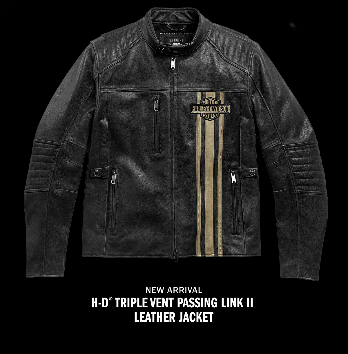 men's passing link triple vent leather jacket