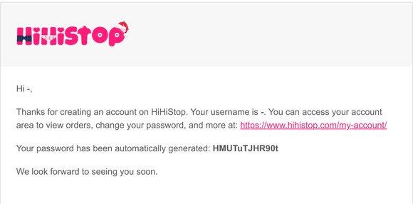 Your HiHiStop account has been created!