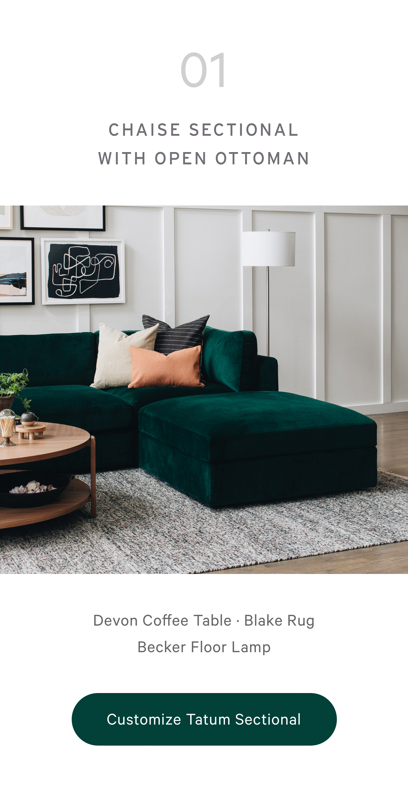 01 CHAISE SECTIONAL WITH OPEN OTTOMAN