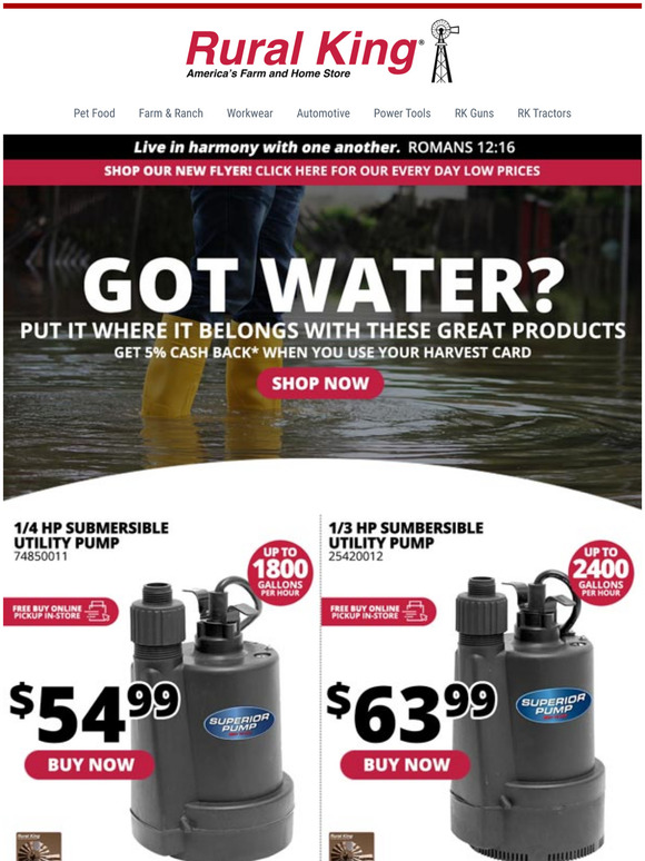 Rural Get Pumped For These LOW Prices On Sump Pumps! Milled