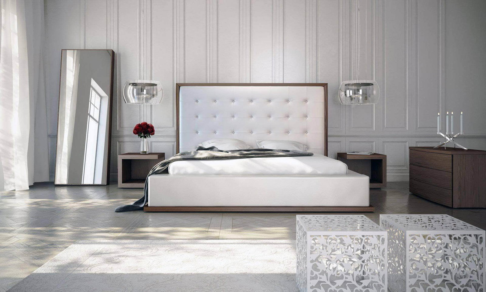 Ludlow Eco-Leather Platform Bed - Available in 2 Colours and 3 Sizes