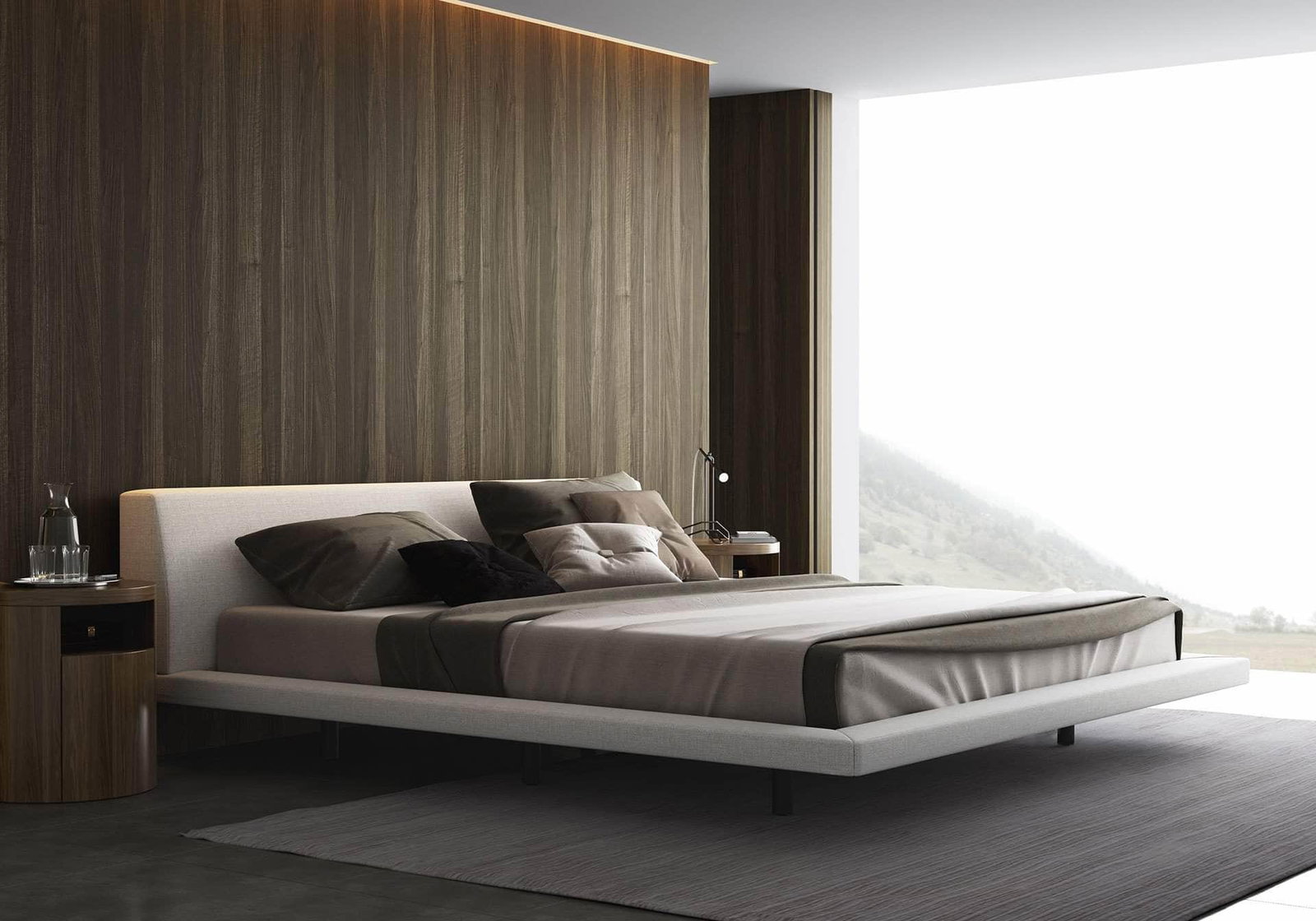 Jane Mid-Century Modern Low Profile Platform Bed - Available in 2 Colours and 3 Sizes