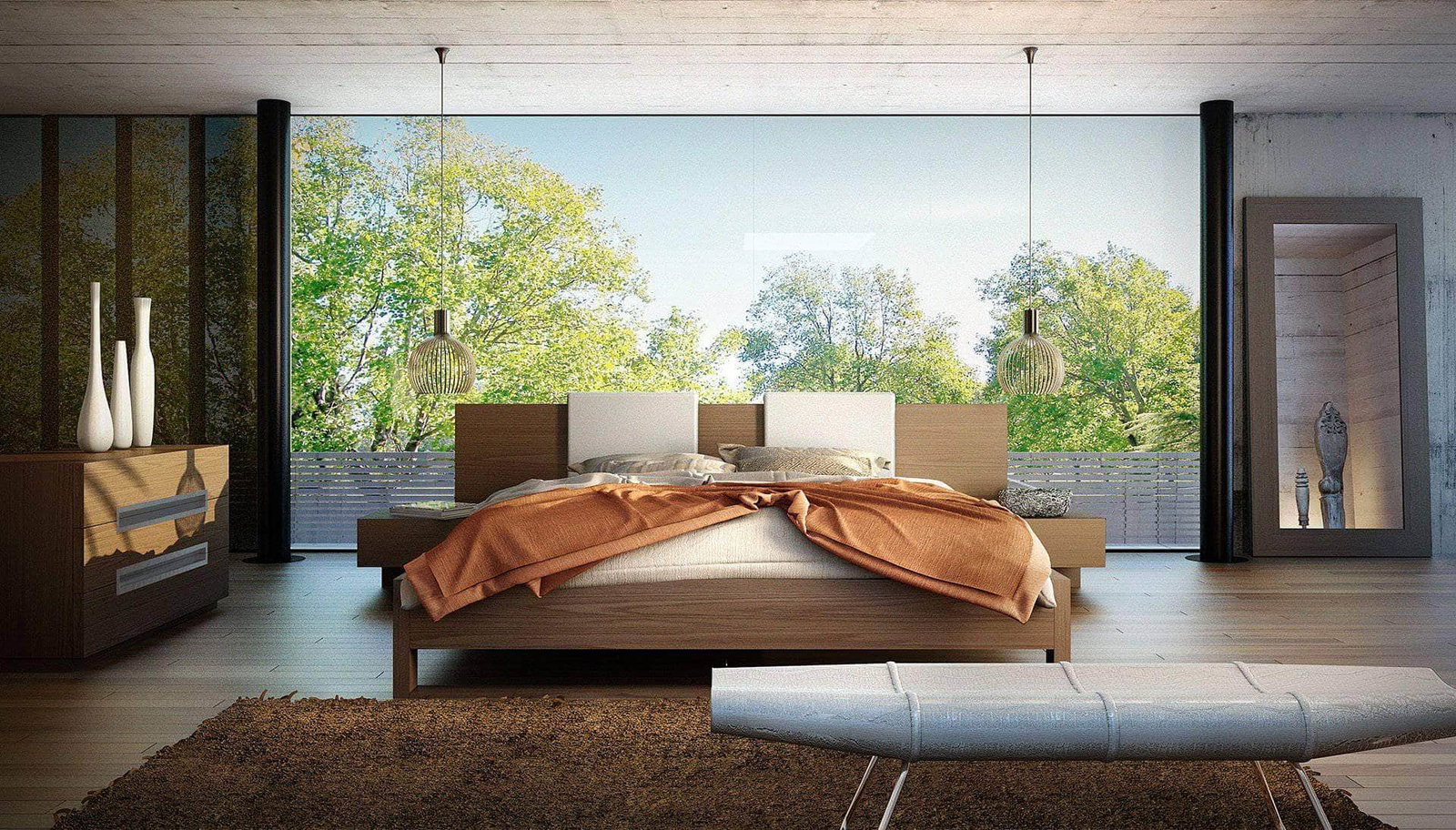 Monroe Eco Pelle Leather Low Profile Platform Bed - Available in 3 Colours and 2 Sizes