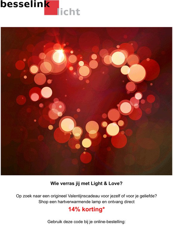 ❤️ Happy Valentine! ❤️ 14% korting op ALLE lampen, with love! ❤️
