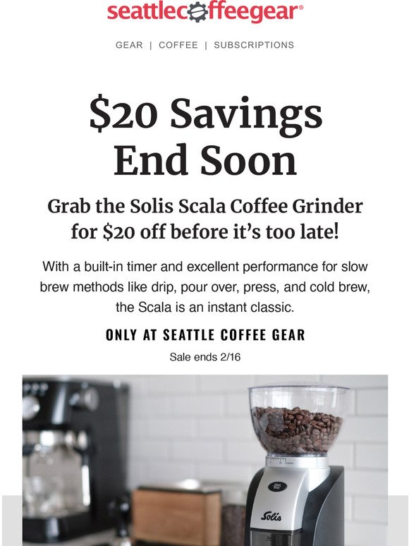 Seattle Coffee Gear Solis Scala Sale Ends Soon! ⌛ Milled