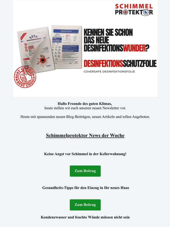 Weltneuheit Coversafe für Ihre Gesundheit