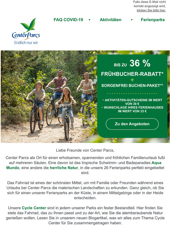 Frühlingsurlaub bei Center Parcs – Ausgedehnte Fahrradtouren durch die Natur