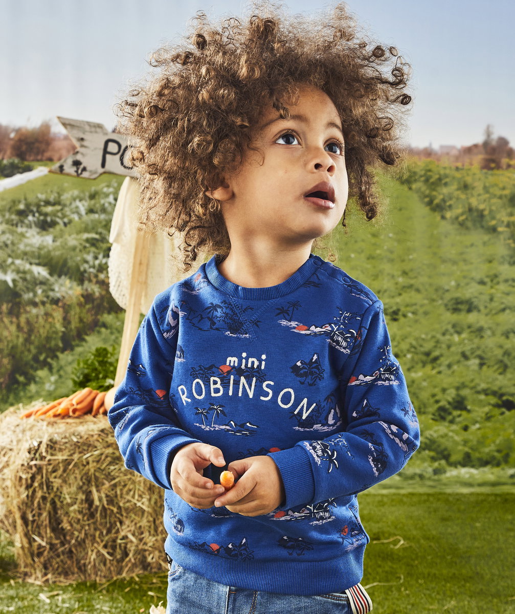 La sweat imprimé et brodé en coton biologique