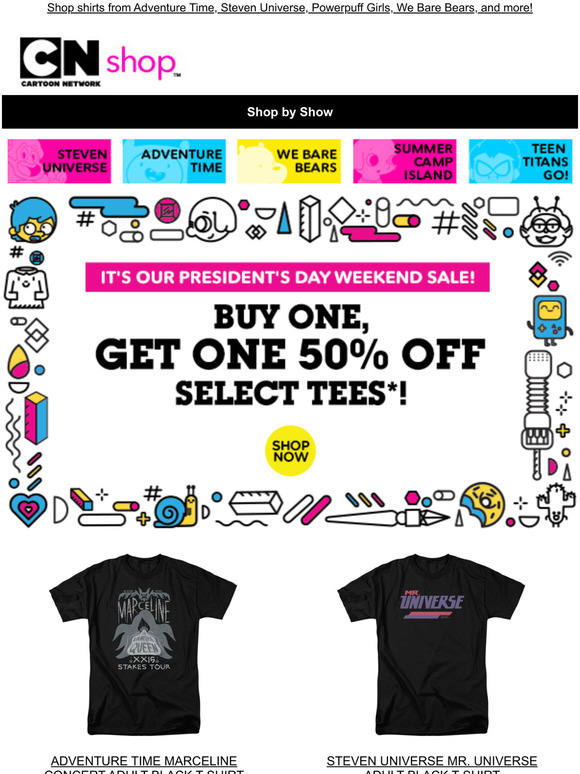 Buy One, Get One 50% off select t-shirts this President's Day Weekend!