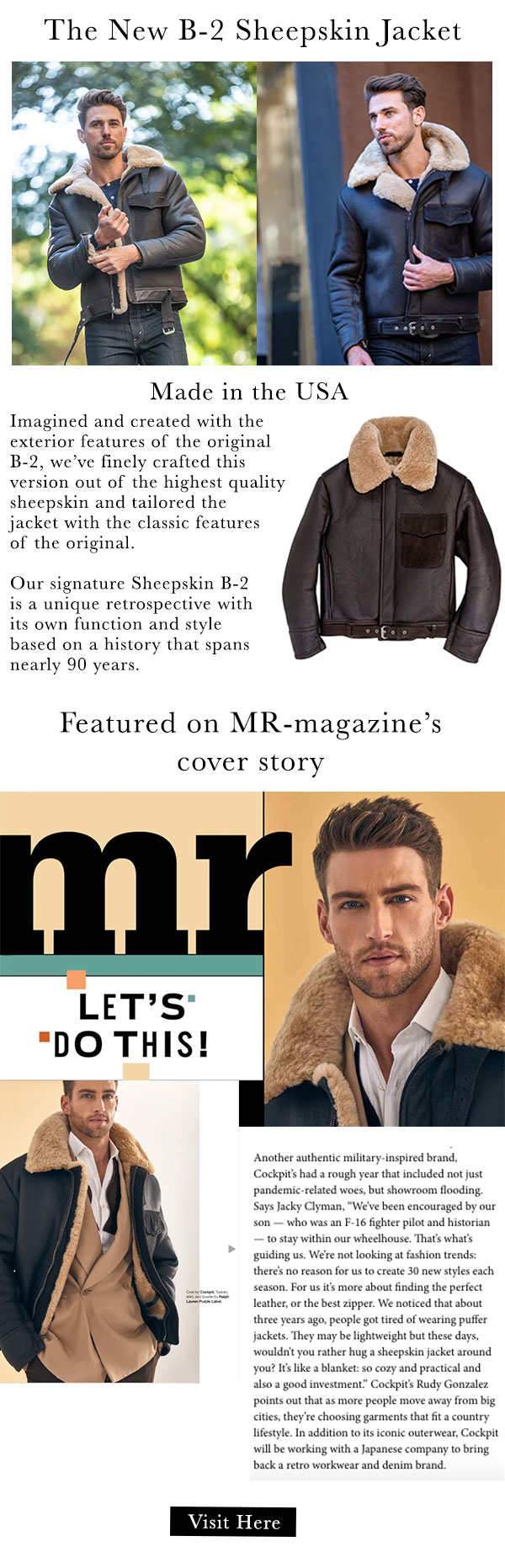 Cockpit USA Over 90 years of history...The New B2 Sheepskin Jacket