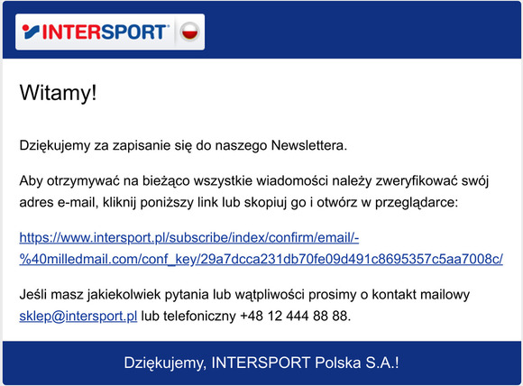 Potwierdzenie zapisu do Newslettera