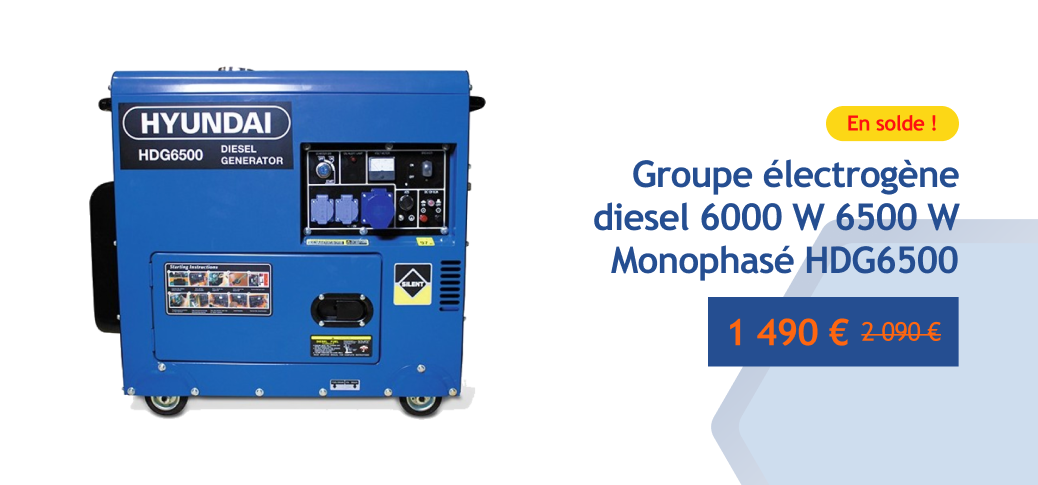 Groupe electrogene diesel 6500 W triphasé hyundai HDG6500T