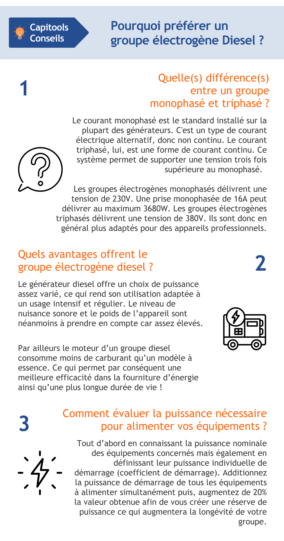 Le groupe électrogène gaz / essence : l'énergie nomade - Capitools