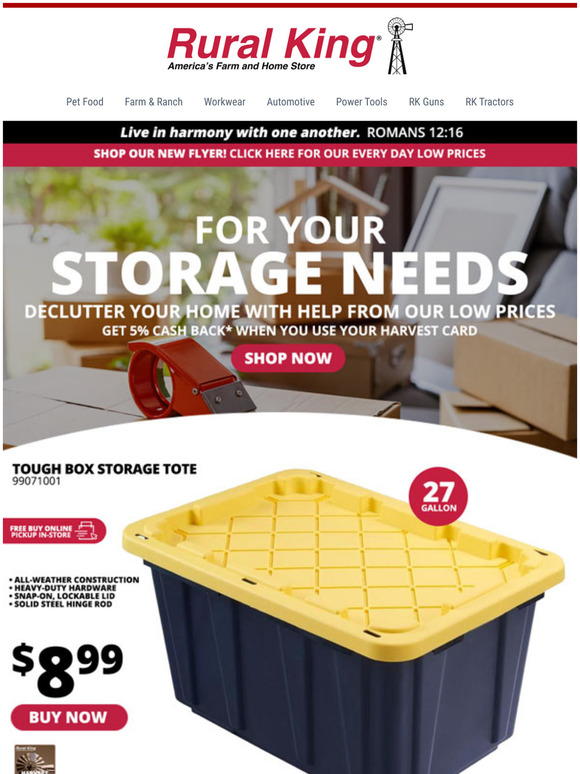 Rural BACK IN STOCK! Storage Totes Starting at 4.99! Milled