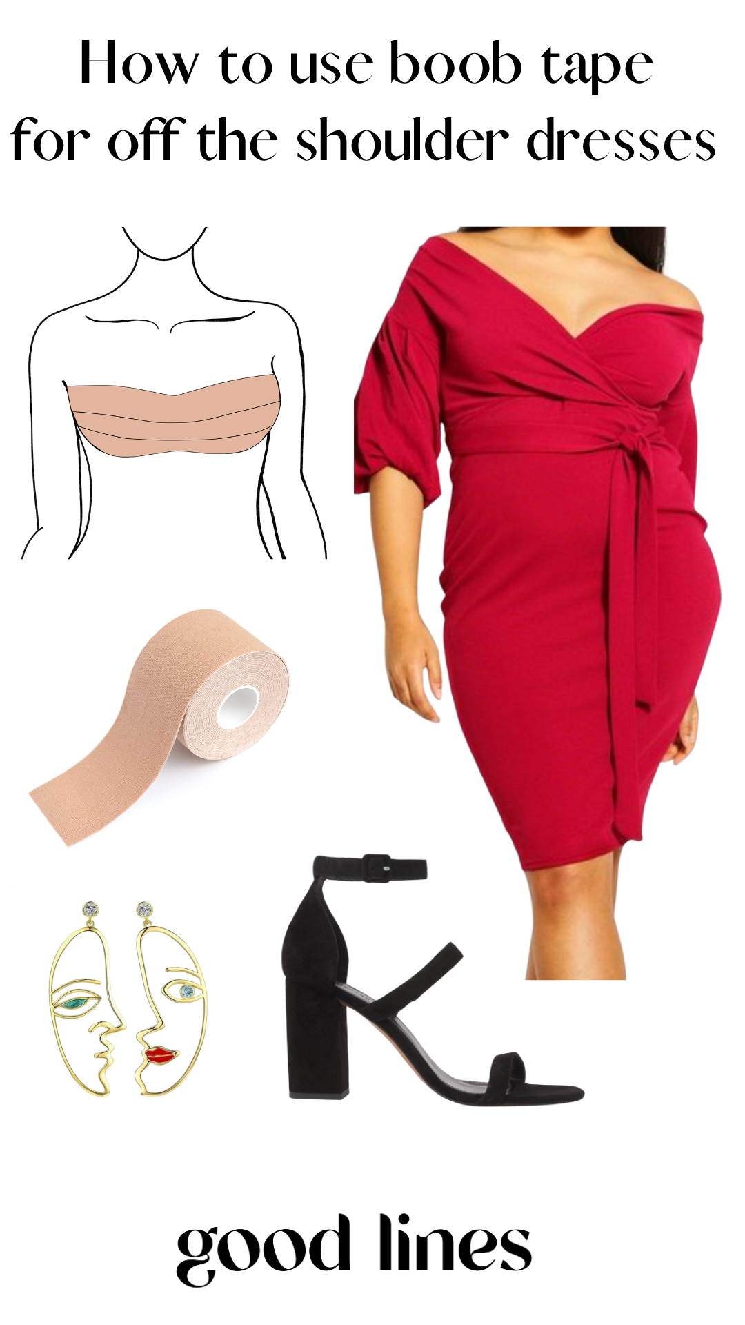 how to apply boob tape for off the shoulder dress Boob tape Tutorial for off the shoulder top! #boobtape