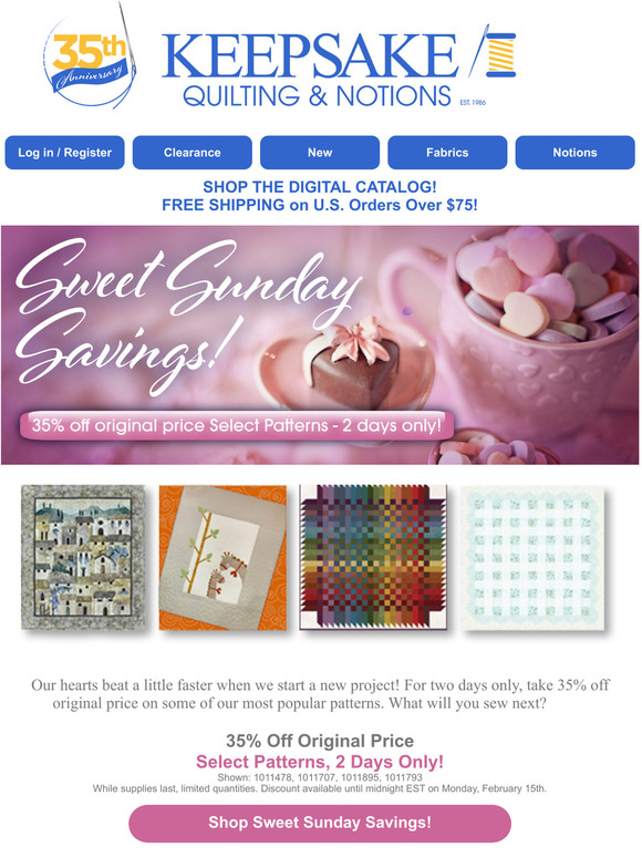 Keepsake Quilting Our Hearts Go Pitter, Patter, PATTERN! 💞 Milled