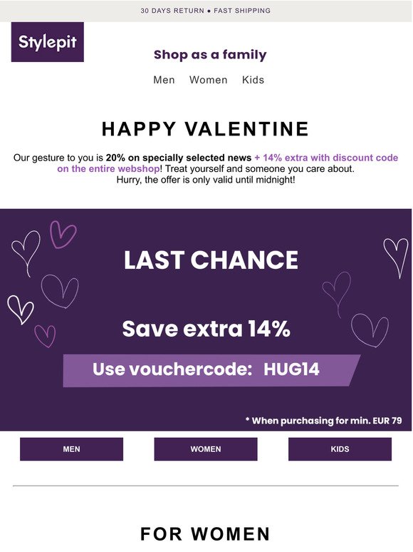 Last chance: Save 20%* on news + 14% extra with voucher.💜