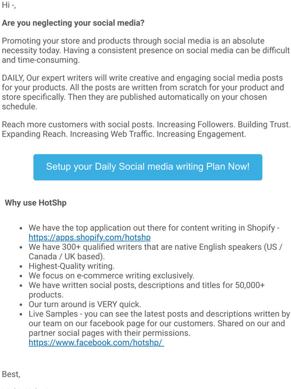 Introducing Daily Social Media Posts for your store