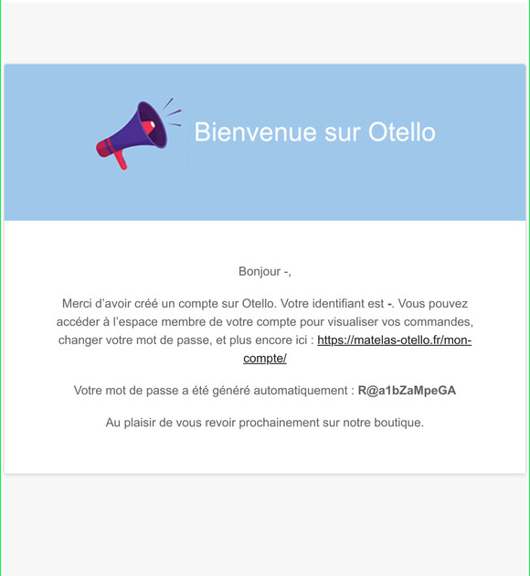 Votre compte sur Otello a été créé