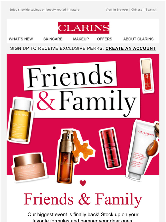 Clarins Friends & Family STARTS NOW! Up to 25 off sitewide Milled