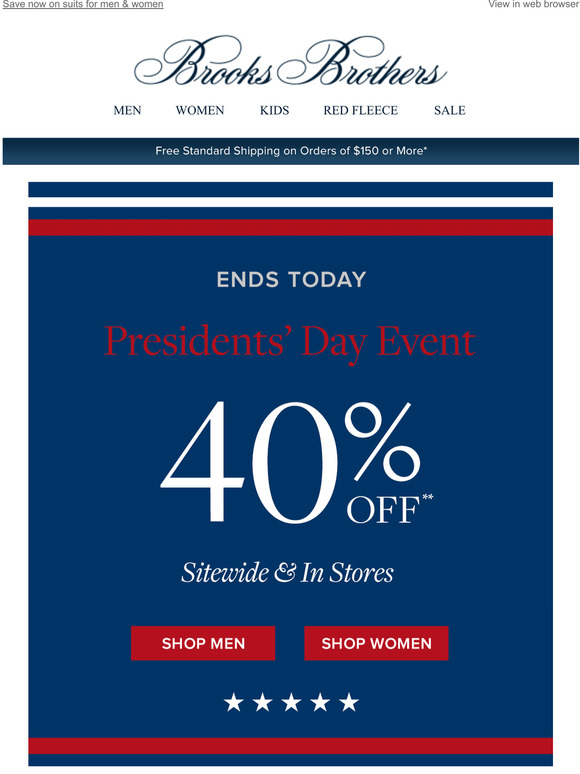 brooks brothers presidents day sale