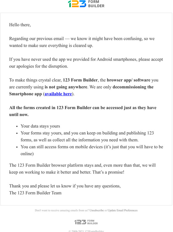 Clarification on our mobile app decommissioning