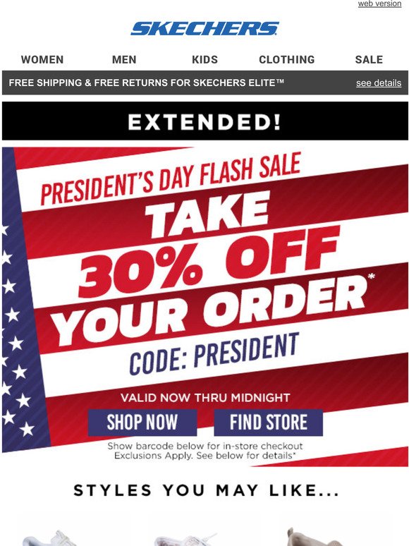 skechers presidents day sale