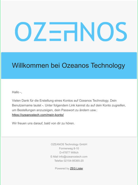 Dein Ozeanos Technology Konto wurde erstellt!