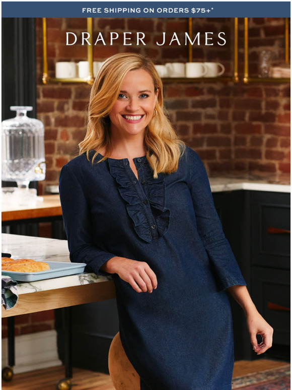 draper james denim ruffle dress