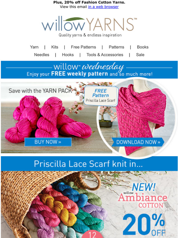Willow Yarns Knit our newest FREE pattern in Willow Ambiance Cotton
