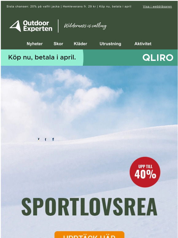 Upp till 40% på vinterkläder & utrustning i Sportlovsrean