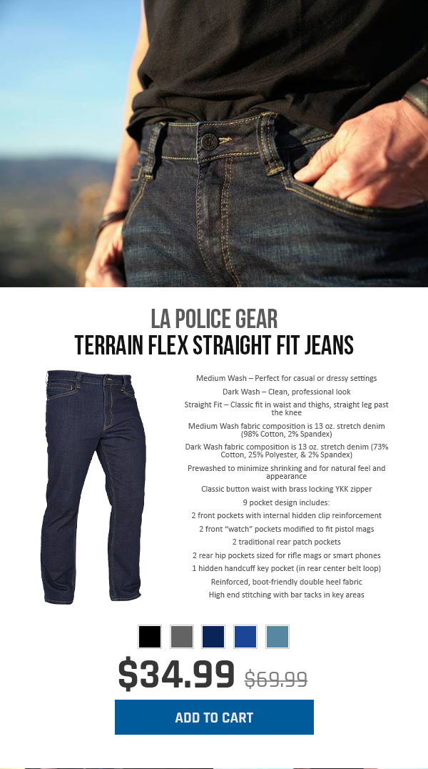 LA Police Gear: Terrain Flex Jeans & Pants for just $34.99!
