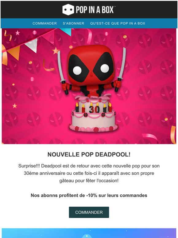 Popinabox Nouvelle Pop Deadpool 30eme Anniversaire Milled