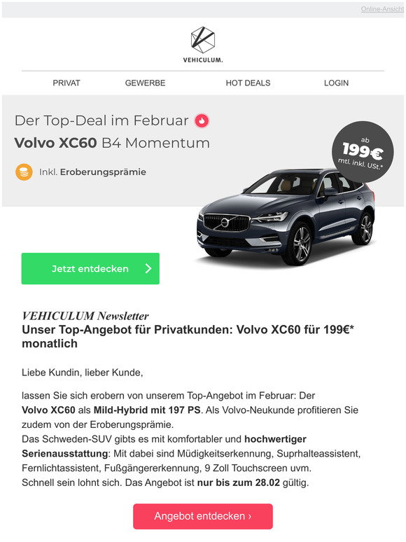 Volvo XC60 privat leasen: Hier gibt's den aktuellen Top-Deal