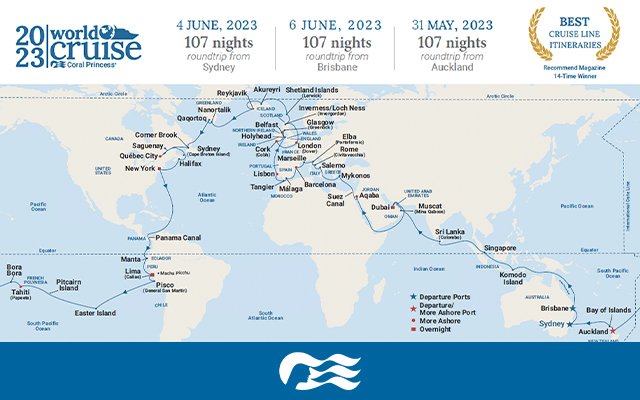 princess world cruise 2023 map