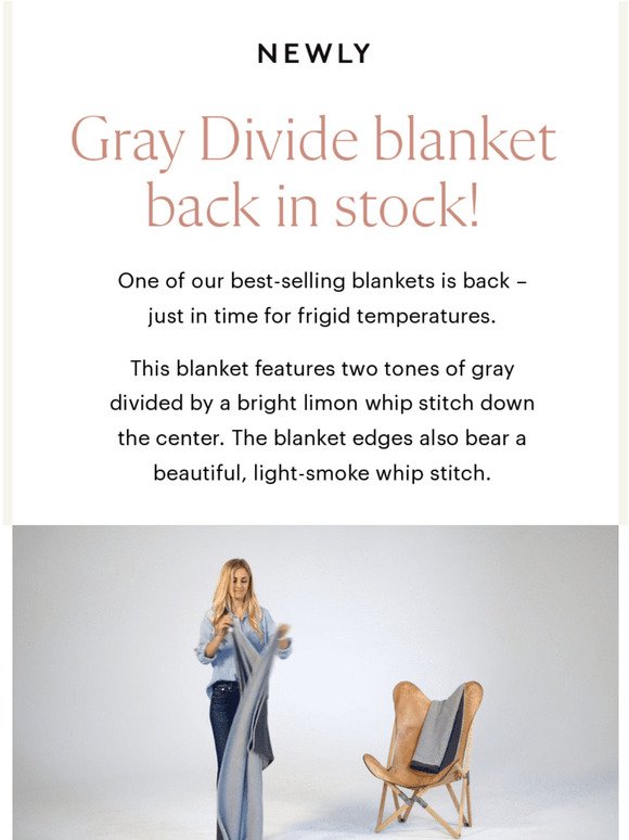 Gray Divide blanket back in stock