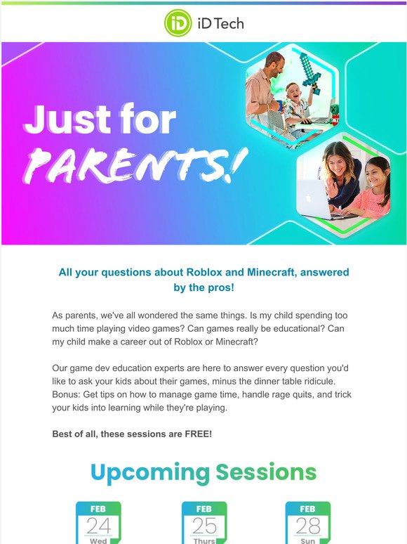 Id Tech Virtual Event For Parents Roblox Minecraft 101 Milled - raging kid roblox
