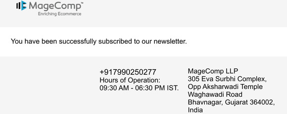 Newsletter subscription success