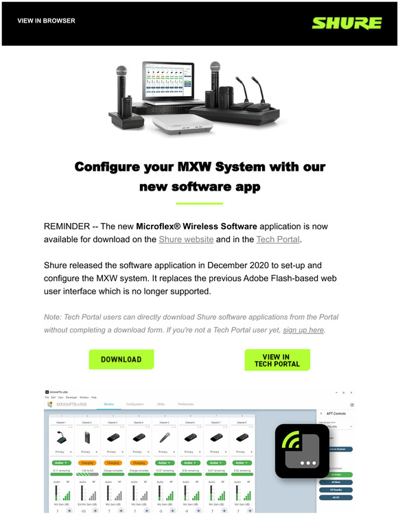 Shure MXW Users, download the new MXW Software Milled