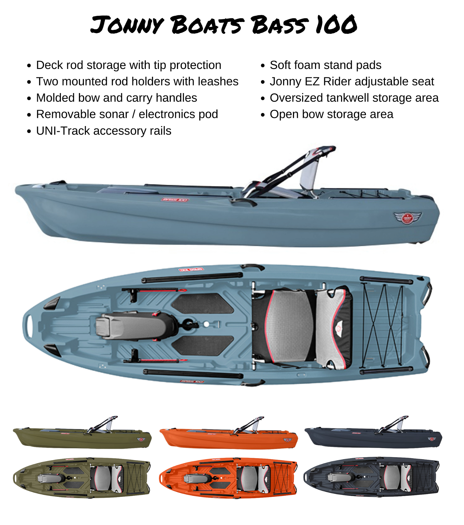 Bass 100 w/Jonny Pod Fixed Motor Package – Jonny Boats