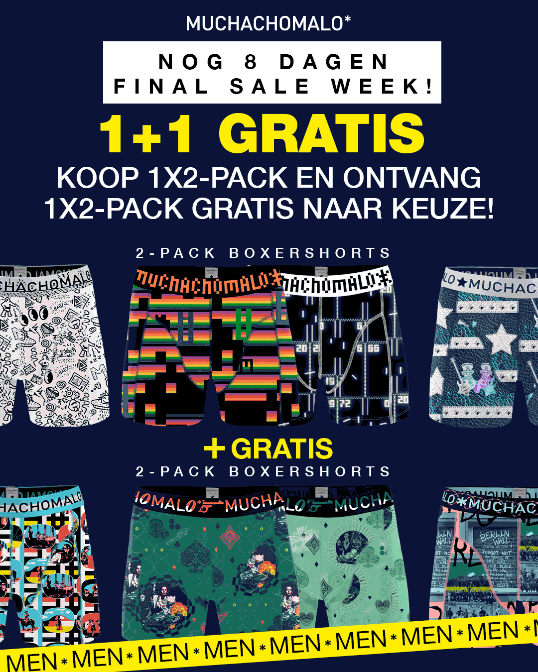 Muchachomalo: Final Sale Week: 1 + 1 GRATIS op 2-packs boxershorts 🎁 |  Milled